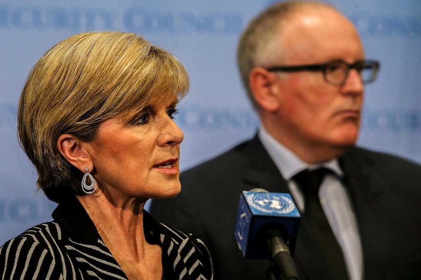 Julie Bishop and Frans Timmermans