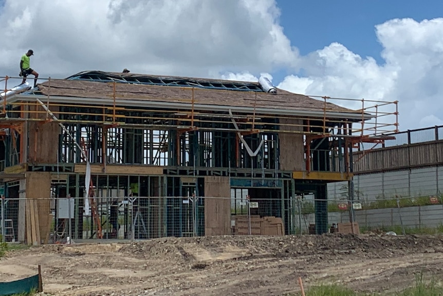 Timber-framed two storey house under construction on the Northern Gold Coast.