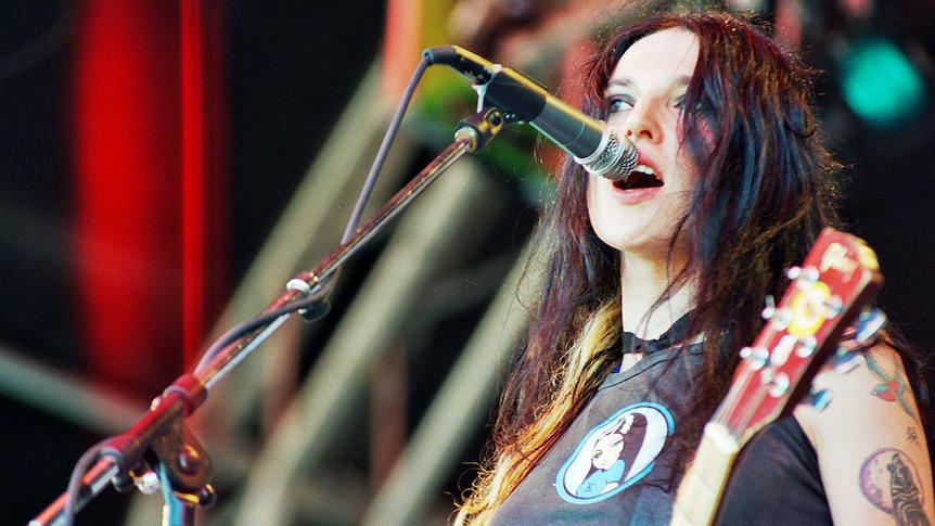 Adalita from Magic Dirt performs on stage at the Gold Coast Big Day Out in 2002