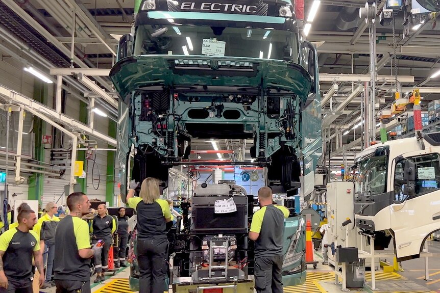 Volvo's prime mover, which is being imported to Australia, being assembled in Sweden.