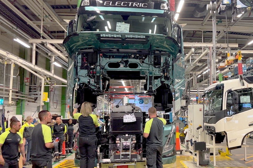 Volvo's prime mover, which is being imported to Australia, being assembled in Sweden.