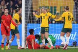 Michelle Heyman of Australia celebrates after scoring against China in Adelaide on May 31, 2024