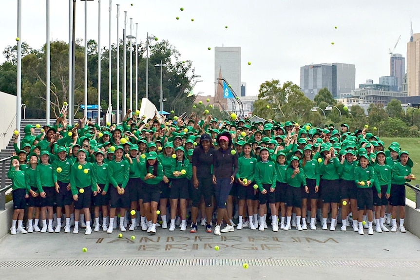 Australian Open ball kids with Williams sisters