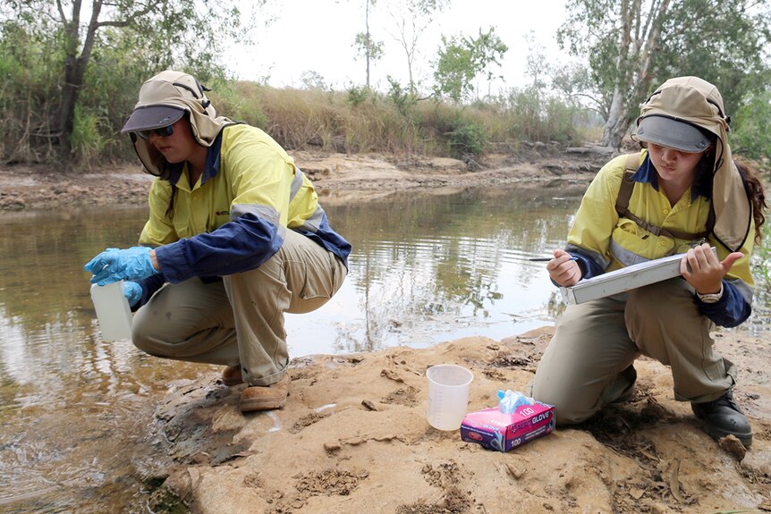 Scientists monitor water at the Rum Jungle mine.
