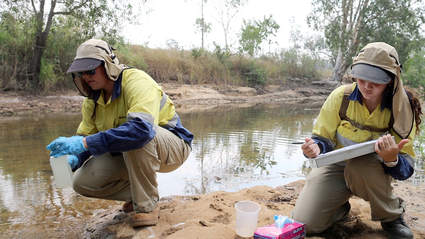Scientists monitor water at the Rum Jungle mine.