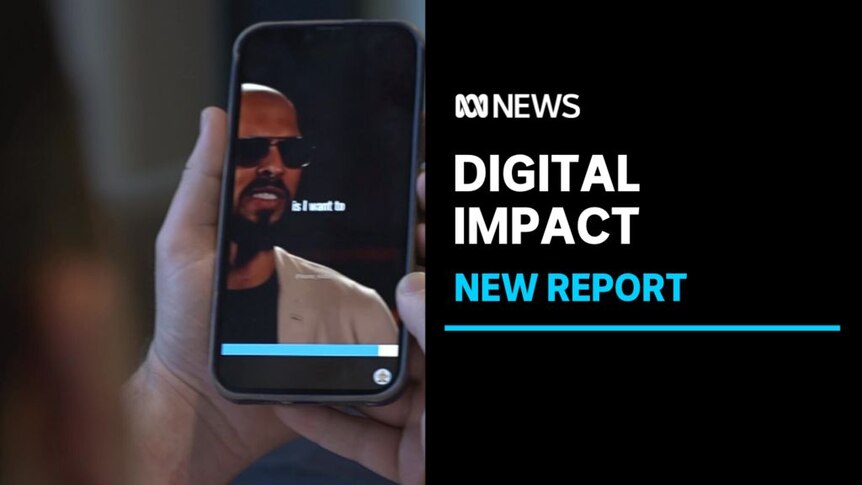 Digital Impact, New Report: Close up of a smartphone screen showing a man in sunglasses speaking.