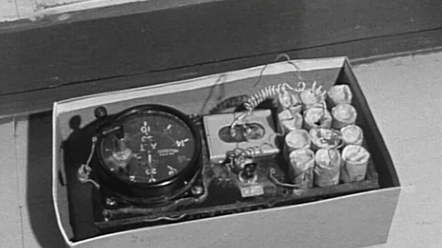 The bomb planted in an airport locker as part of the 1971 Qantas bomb hoax.