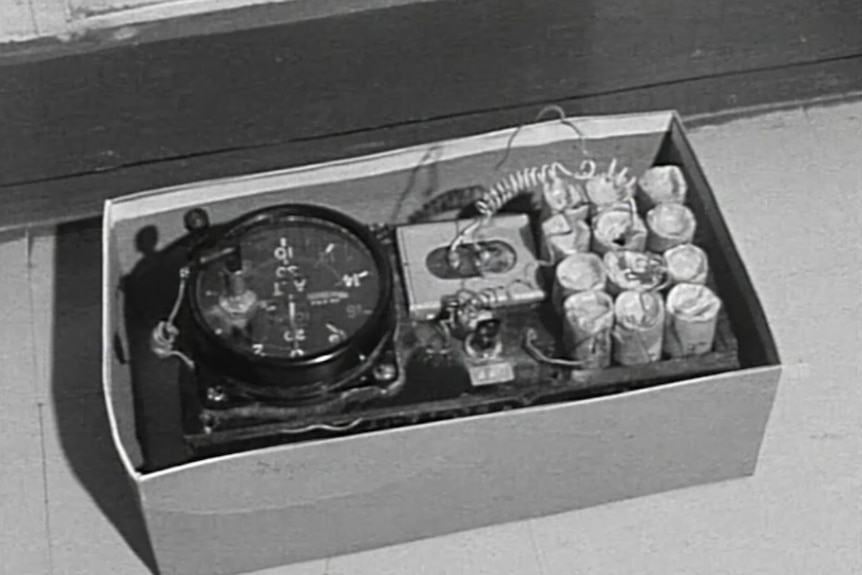 The bomb planted in an airport locker as part of the 1971 Qantas bomb hoax.