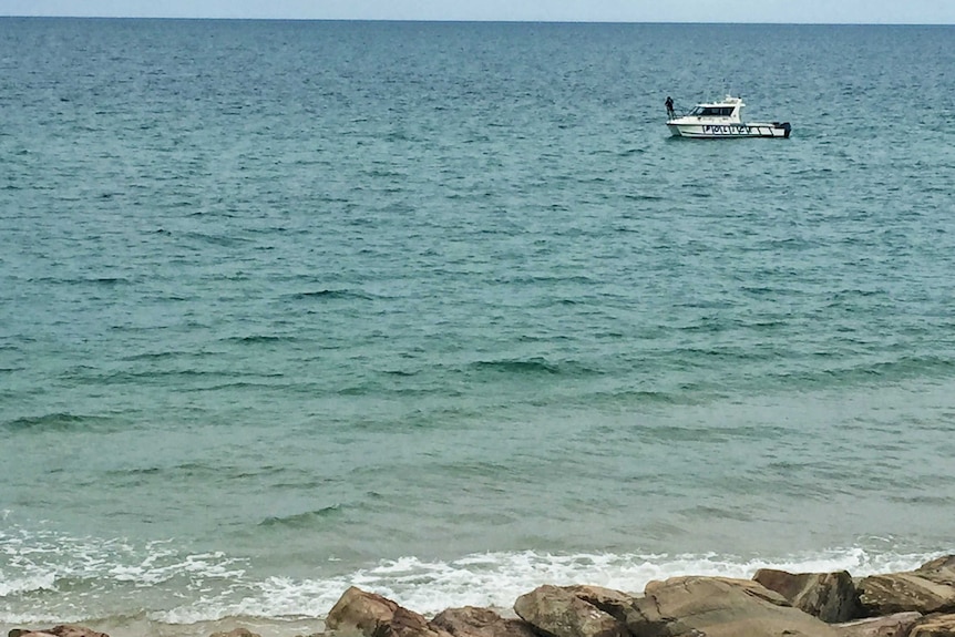 A police boat at Glenelg Beach