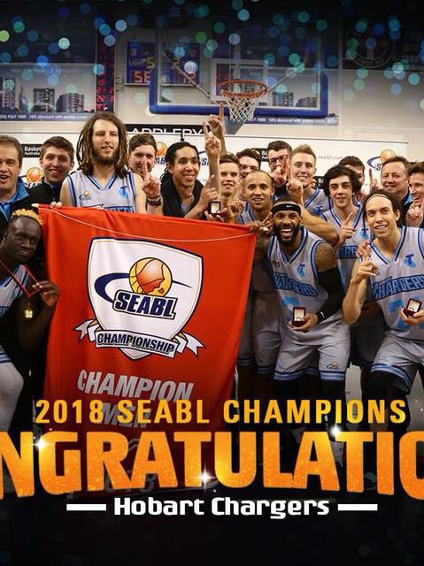 Group photo of SEBAL Championship winners Hobart Chargers August 19, 2018