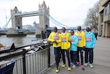 Wilson Kipsang and elite runner ahead of London Marathon 2013