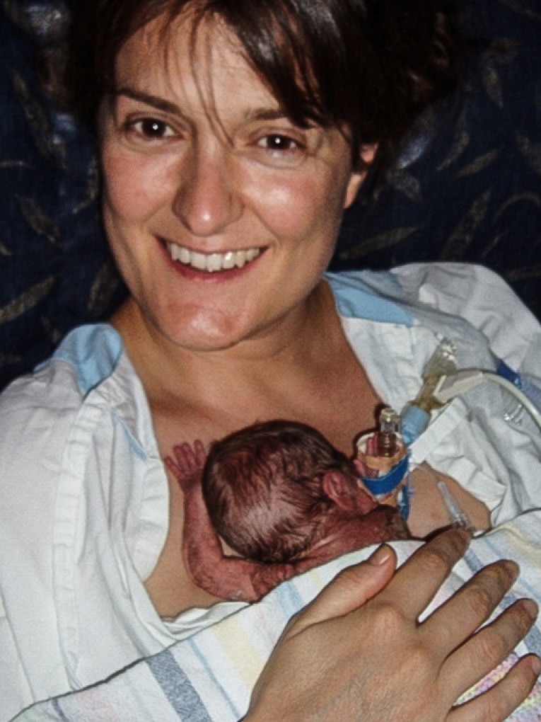 Larissa Patton, with her newborn baby born at 24 weeks.