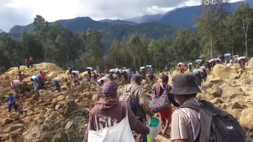 Aftermath of landslide in remote Papua New Guinea