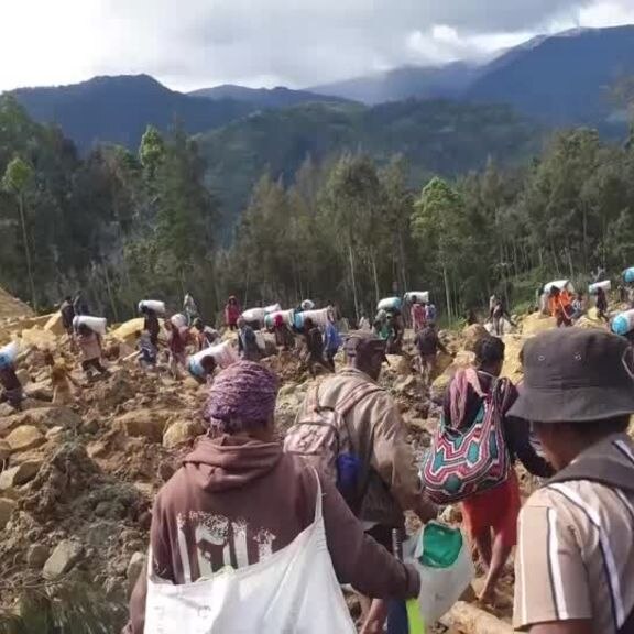 Aftermath of landslide in remote Papua New Guinea