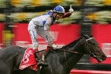 Americain, ridden by Gerald Mosse, won the 2010 Melbourne Cup and is entered for this year's cup.