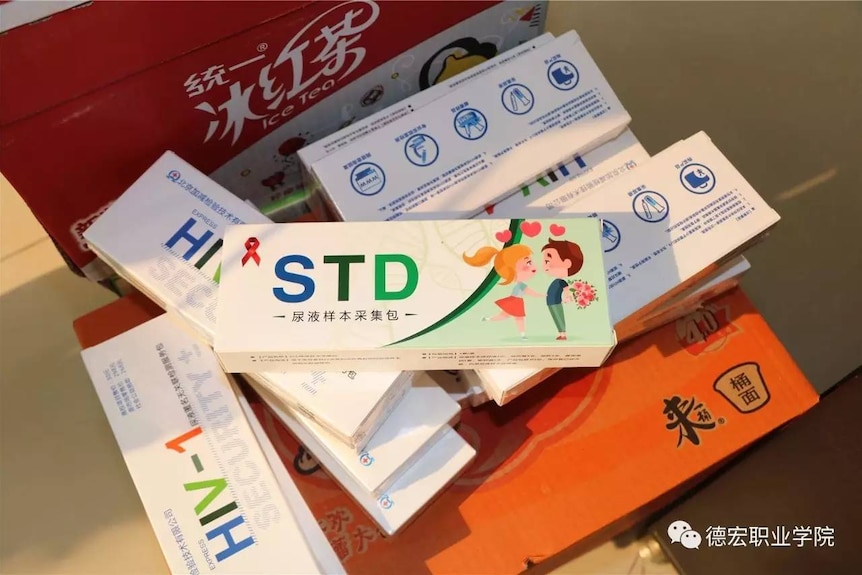 HIV self test kit with the label STD on it.