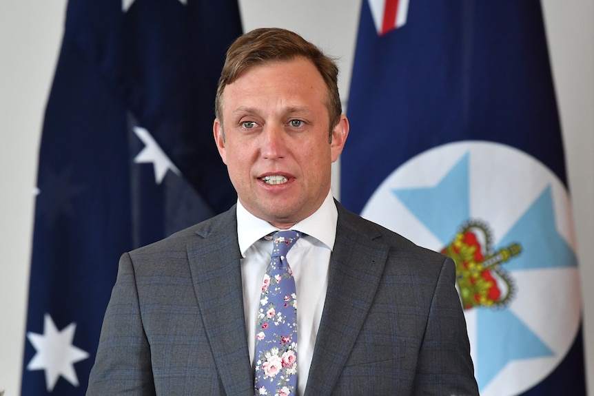 Queensland Deputy Premier Steven Miles at a press conference in Brisbane,
