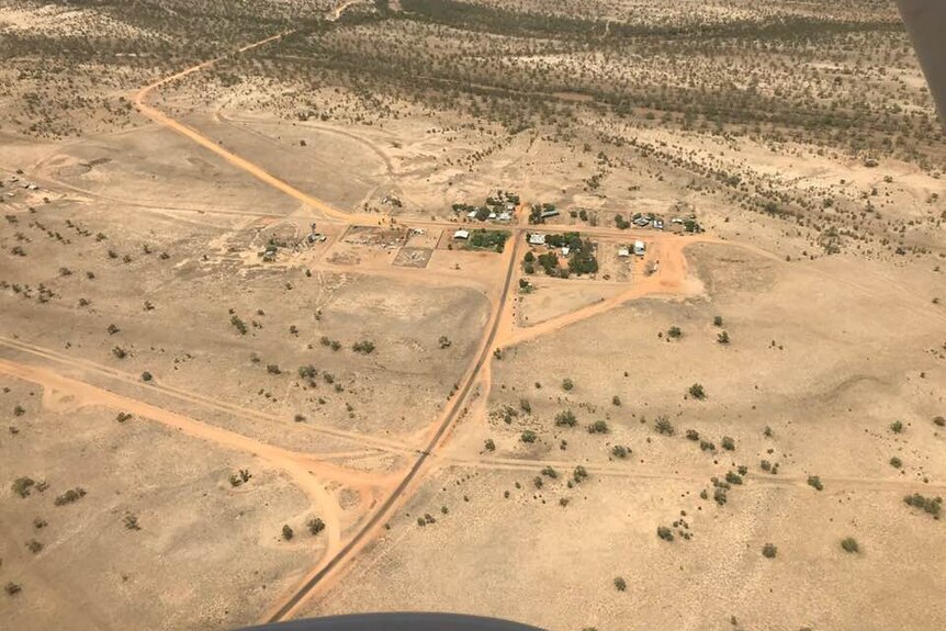 an aerial view of a remote outback town