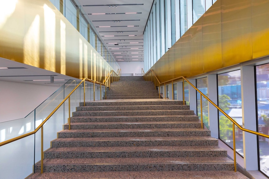 The staircase inside the new WA museum.