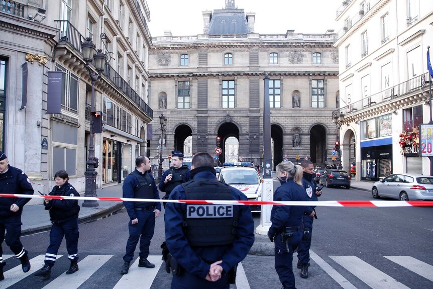 Police cordon off area near the Louvre museum