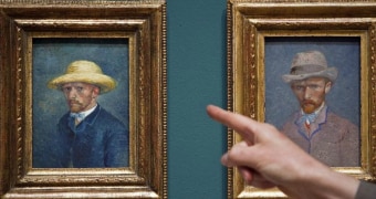 The portrait on the left is now thought to be of Vincent van Gogh's brother, Theo.