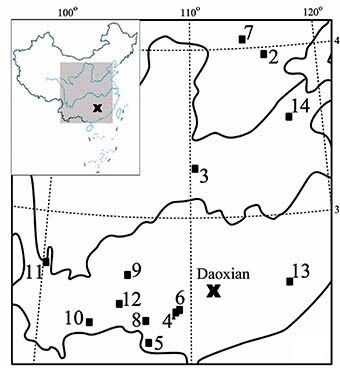 Map of where ancient teeth were found in China