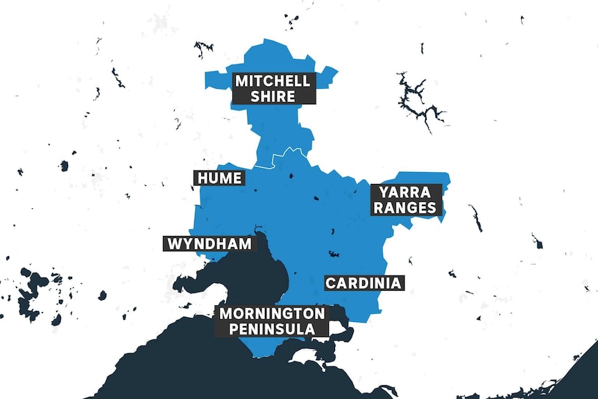 A map of Metropolitan Melbourne and the Mitchell Shire.