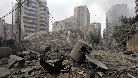 Rubble in southern Beirut.