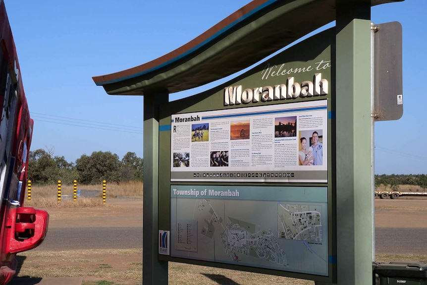 A sign identifying the mining town of Moranbah