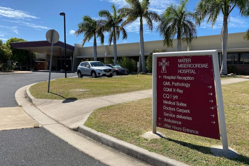 Driveway and building of Gladstone Mater Misericordiae Hospital, in central Queensland.