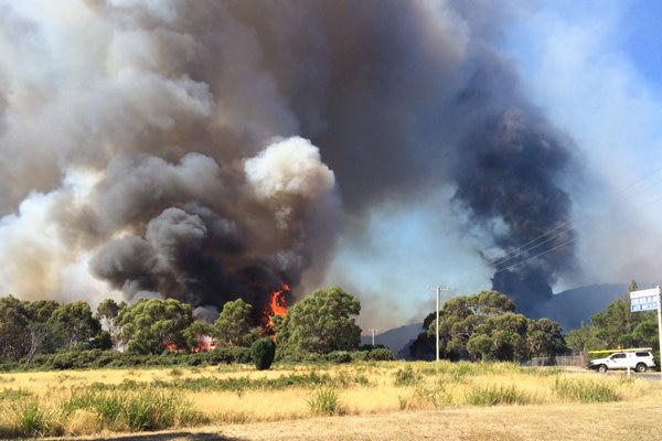 Black smoke and flames at George Town