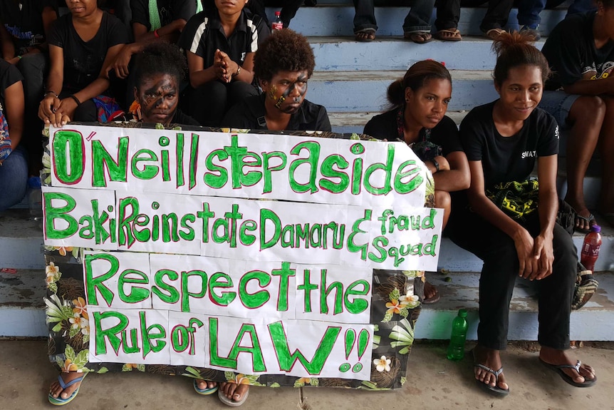 Student protesters at the University of PNG call for the Prime Minister to step aside.