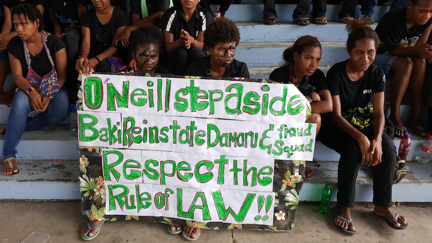 Student protesters at the University of PNG call for the Prime Minister to step aside.