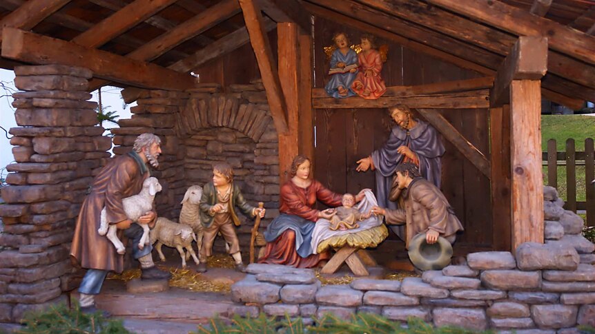 A nativity scene in Baumkirchen, Austria.