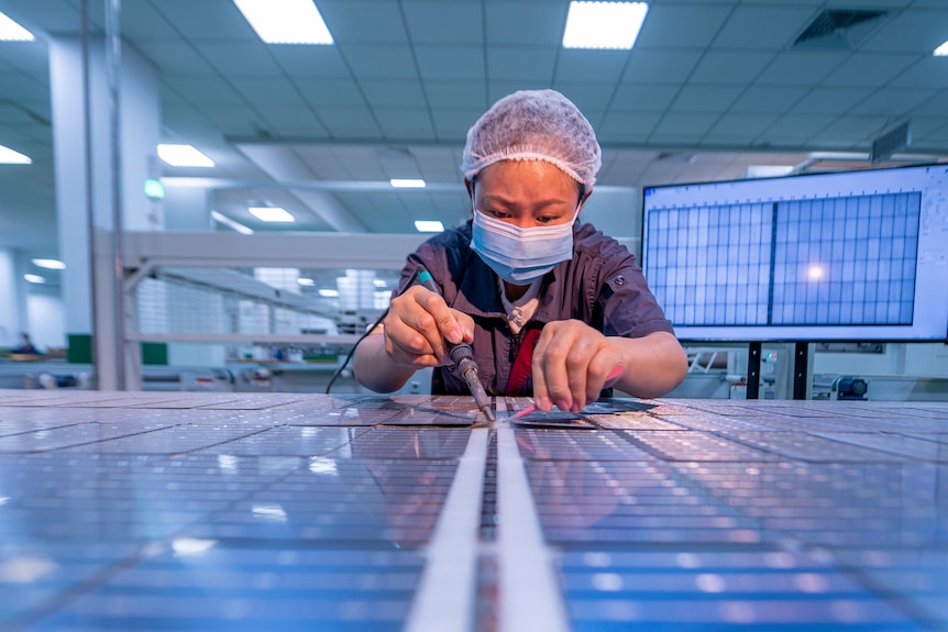 A production line of solar panels at Sunman Energy