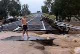 Flooding swamps Gravesend Rd near Moree