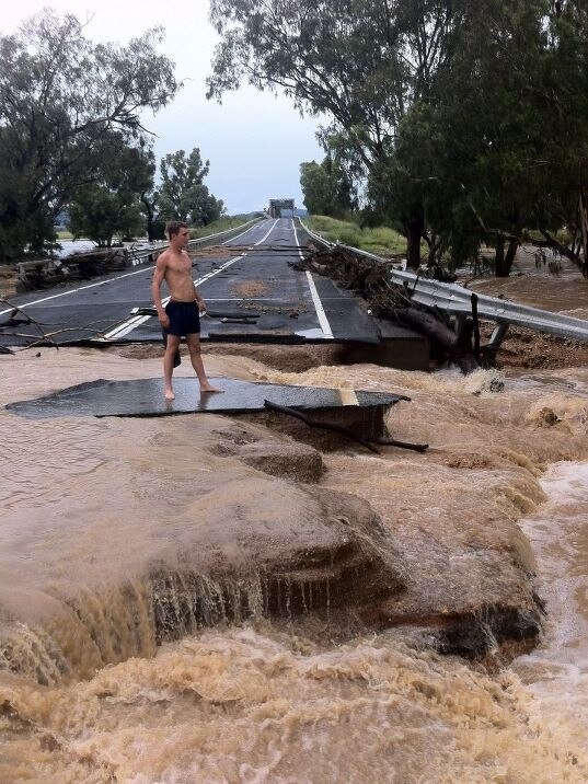 Flooding swamps Gravesend Rd near Moree
