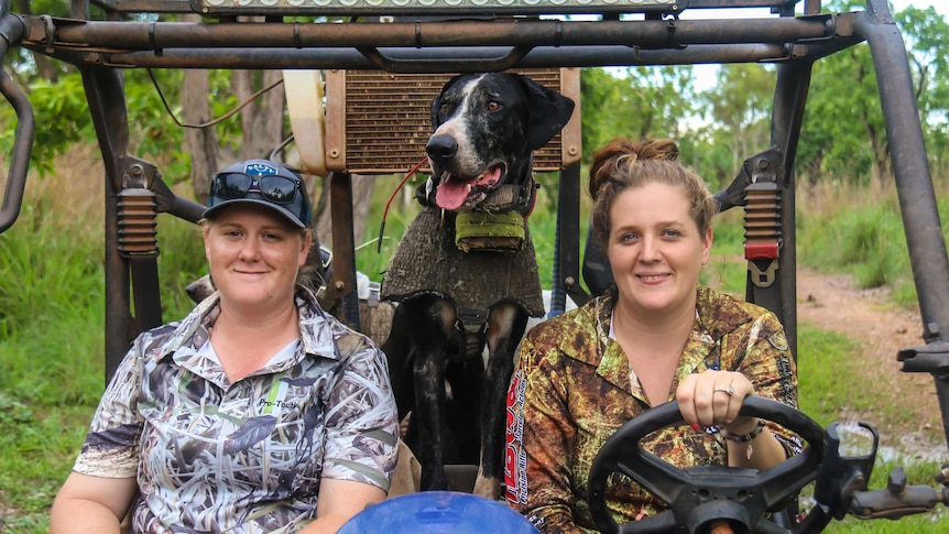 Catherine (R) is becoming the figurehead for women's hunting in the Northern Territory.