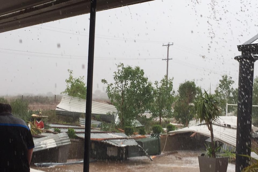 The roof blew off Don Robinson's Broken Hill house in a severe hail storm.