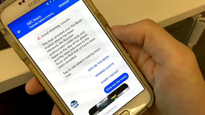 A screengrab of one of the morning messages from ABC News on Facebook Messenger