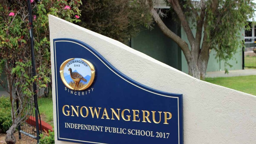 The Gnowangerup School sign outside the school.