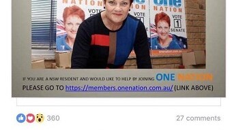 A screenshot shows a comment from Jessica Whelan account saying "Register in Tasmania so I can be a candidate!"