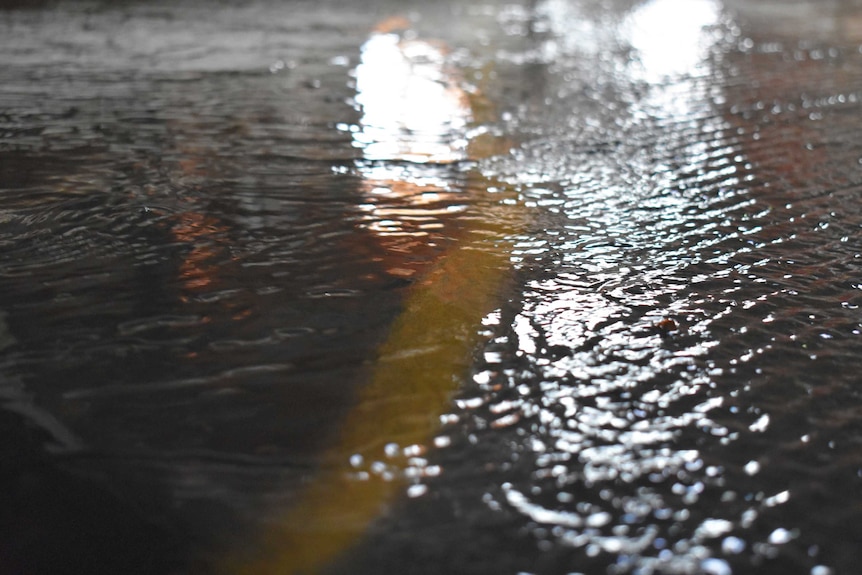 Yellow streak travelling on water table.