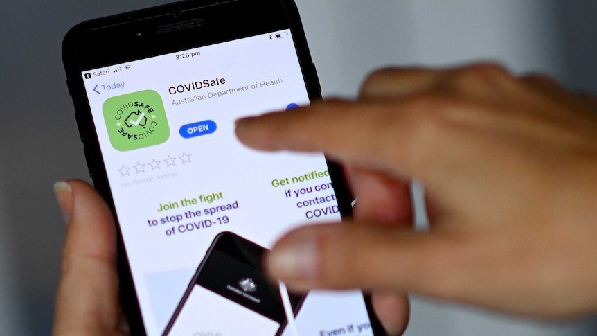 In this photo illustration, the Australian government coronavirus (COVID-19) tracking app 'COVIDSafe' is seen.