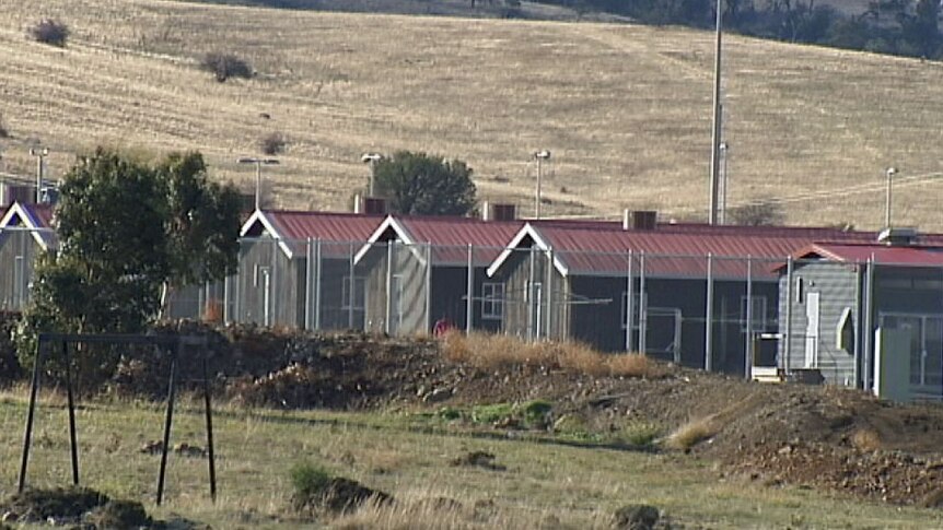 Huts at the Pontville Detention Centre outside Hobart