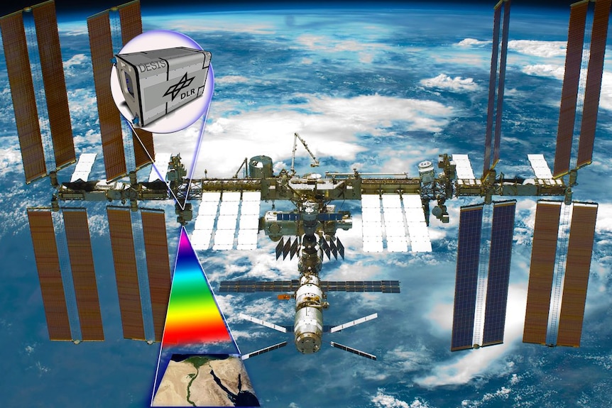 A graphic showing how the camera will take images of the earth's surface from the International Space Station.