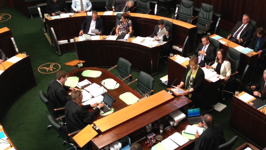 Premier Lara Giddings in Tasmanian Parliament