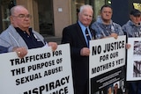 Supporters of those sexually abused outside the Royal Commission in Perth, which will hear more harrowing stories.