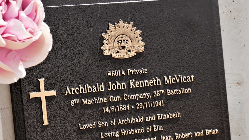 A headstone of a World War One veteran that was recently installed as part of the headstone project