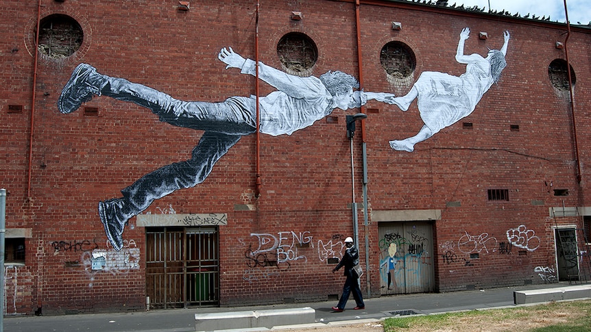 Street art by Baby Guerrilla in Footscray's Madden Square